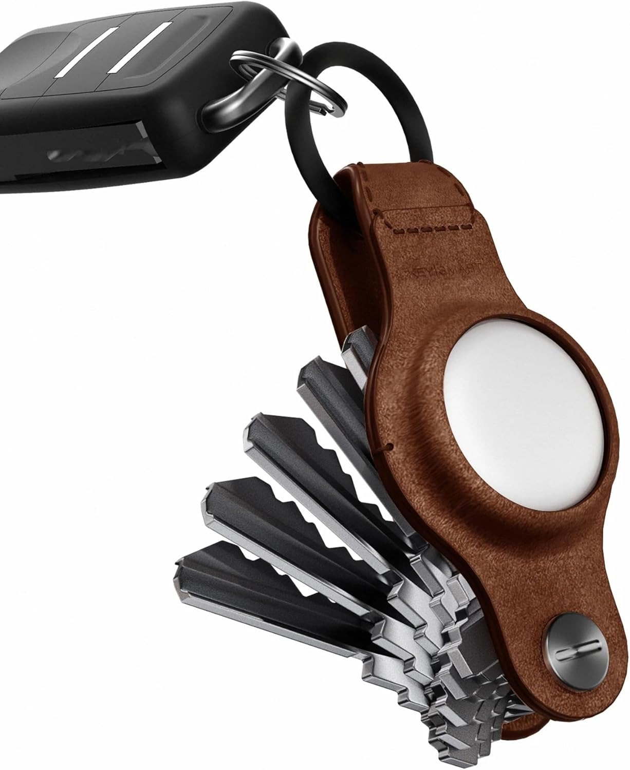 Organizador de Chaves KeySmart Air Leather para AirTag até 5 Chaves - Castanho