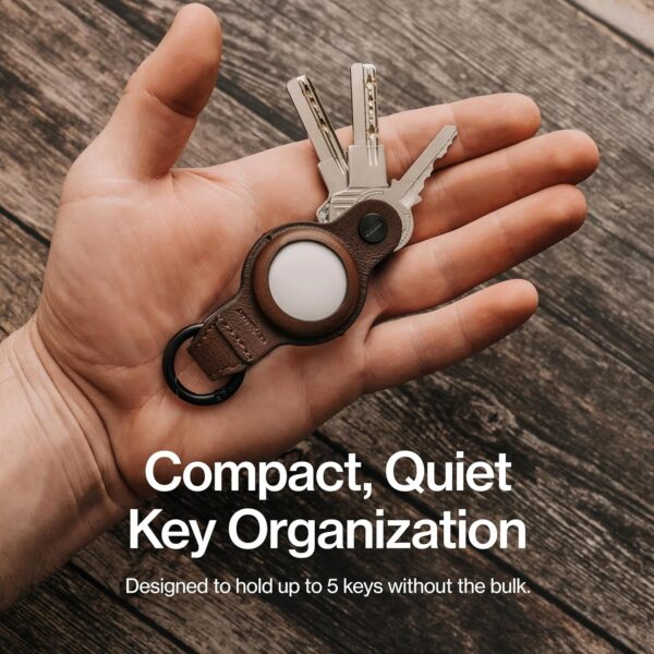 Organizador de Chaves KeySmart Air Leather para AirTag até 5 Chaves - Castanho