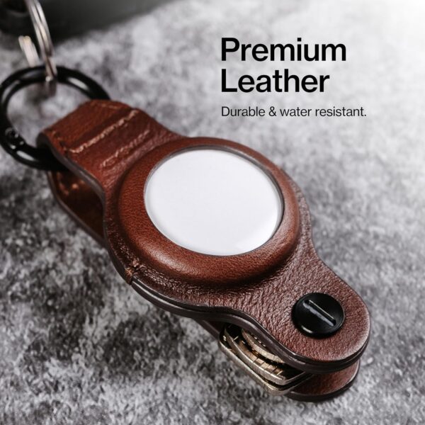 Organizador de Chaves KeySmart Air Leather para AirTag até 5 Chaves - Castanho