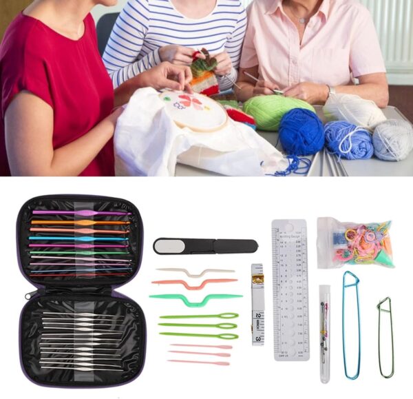Conjunto de Agulhas de Crochet Cyrank 22 Peças com Estojo e Acessórios 0.6-6.5mm - Roxo
