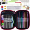Conjunto de Agulhas de Crochet Cyrank 22 Peças com Estojo e Acessórios 0.6-6.5mm - Roxo