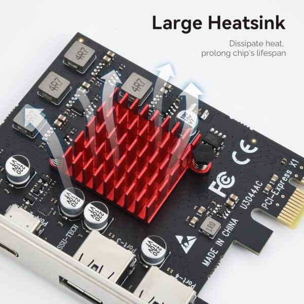 Placa de Expansão USB 3.1 Gen2 10Gbps 2 USB-A 2 USB-C ELUTENG PCIe