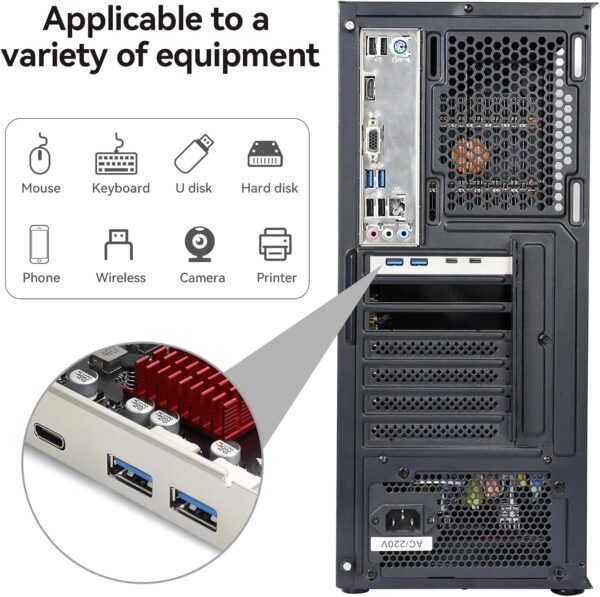Placa de Expansão USB 3.1 Gen2 10Gbps 2 USB-A 2 USB-C ELUTENG PCIe