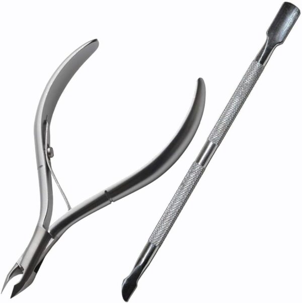 F126X3431_paste_1781812216179_0 Alicate de Cutículas Longivia Profissional Aço Inoxidável com Empurrador - Prateado