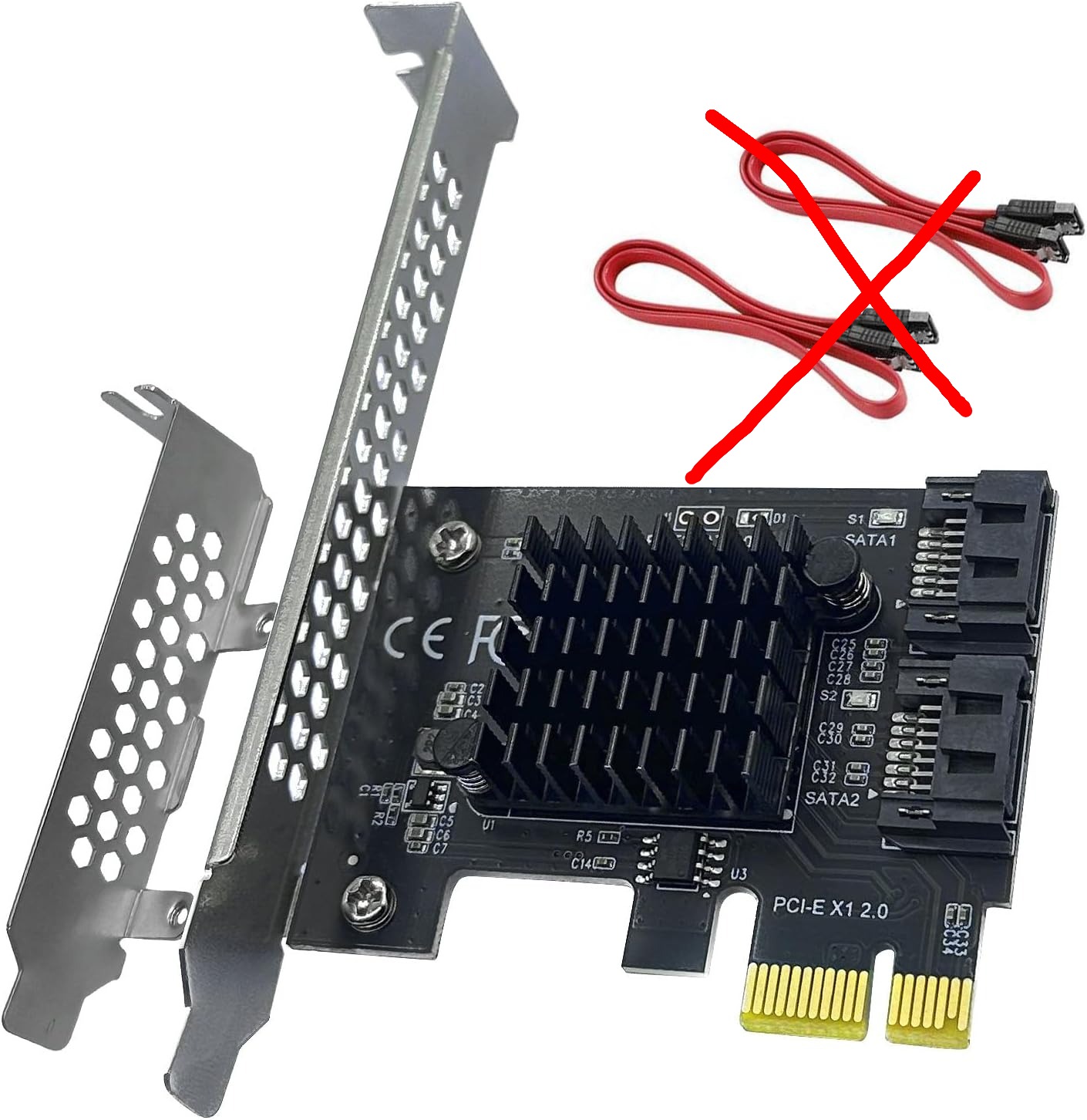 Placa de Expansão SATA Xdingjiala ASM1061 2 Portas 6Gbps PCIe x1