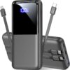 (15000 mAh) Power Bank CFIAI PB-08 22.5W PD com 2 Cabos Embutidos e Ecrã LED - Preto