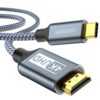 (2.5m) Cabo USB-C para HDMI ARISKEEN 4K 60Hz Nylon para iPhone 15 e MacBook - Preto