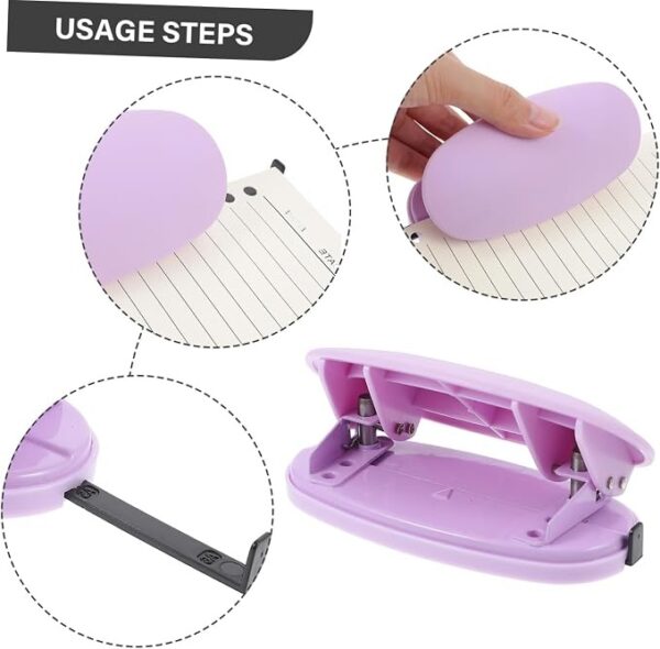 Furador de Papel Ciieeo de 2 Furos em Metal e Silicone Ergonómico - Roxo
