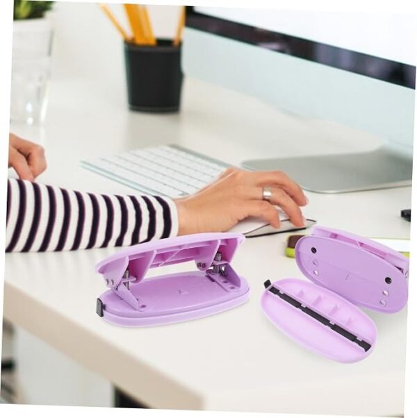 Furador de Papel Ciieeo de 2 Furos em Metal e Silicone Ergonómico - Roxo