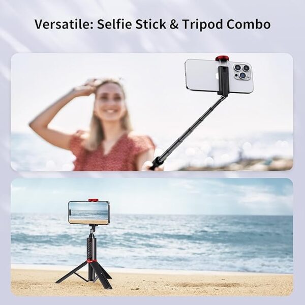 (79,5 cm) Tripé de Bastão de Selfie ATUMTEK ATSS087 Bluetooth Extensível e Leve - Vermelho