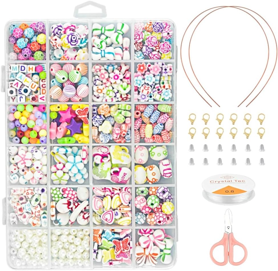 550 Peças Kit de Missangas para Pulseiras e Trabalhos Manuais - Colorido