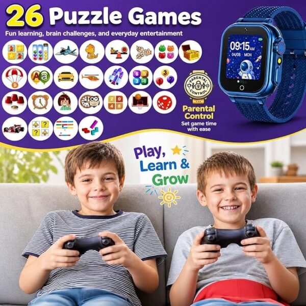(1.54") Smartwatch Infantil iCHOMKE QK-H15A 26 Jogos e Câmara HD - Azul