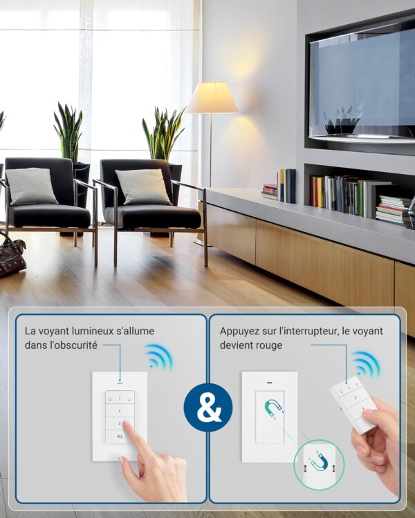 Conjunto de 2 Tomadas com Interruptor Sem Fios Dewenwils 16A 3680W Alcance 30m - Branco