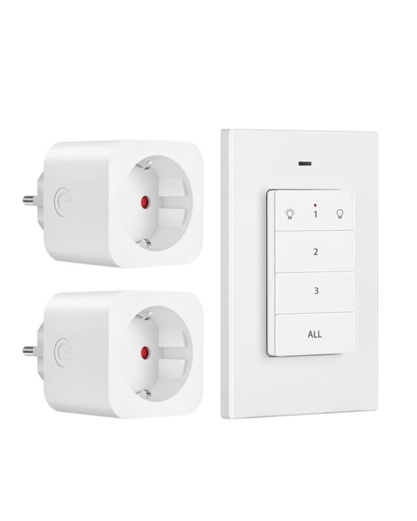 Conjunto de 2 Tomadas com Interruptor Sem Fios Dewenwils 16A 3680W Alcance 30m - Branco
