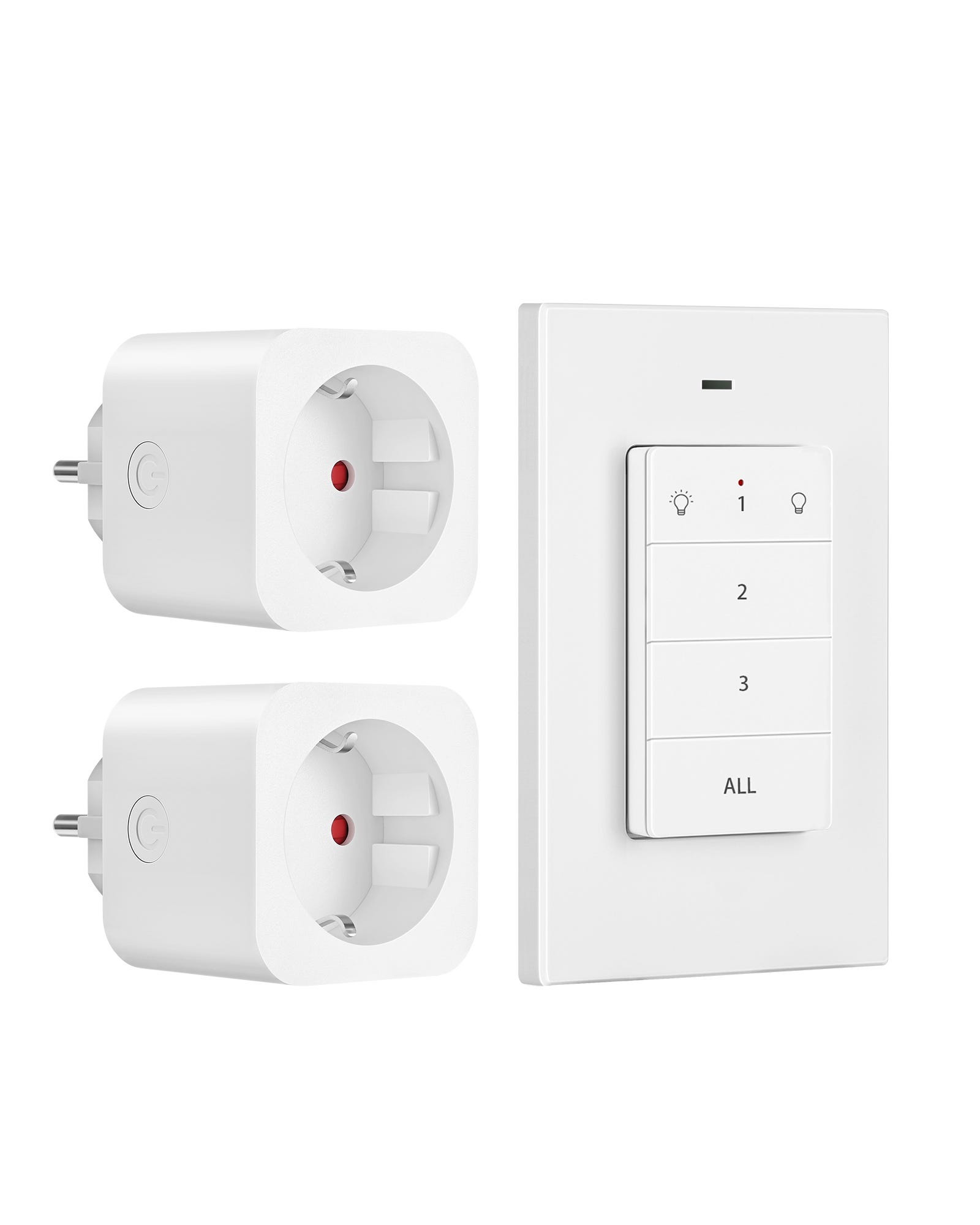 Conjunto de 2 Tomadas com Interruptor Sem Fios Dewenwils 16A 3680W Alcance 30m - Branco
