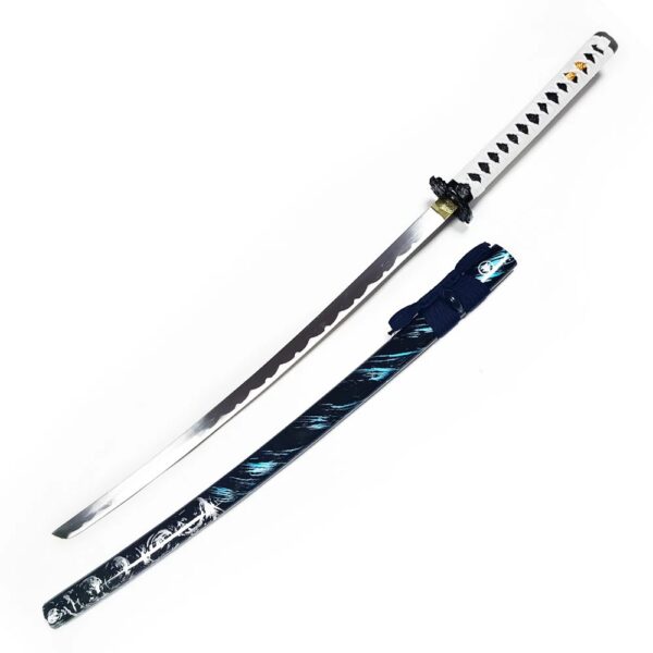 (102cm) Katana Ghost of Tsushima Jin Sakai Aço Carbono Decorativa - Azul