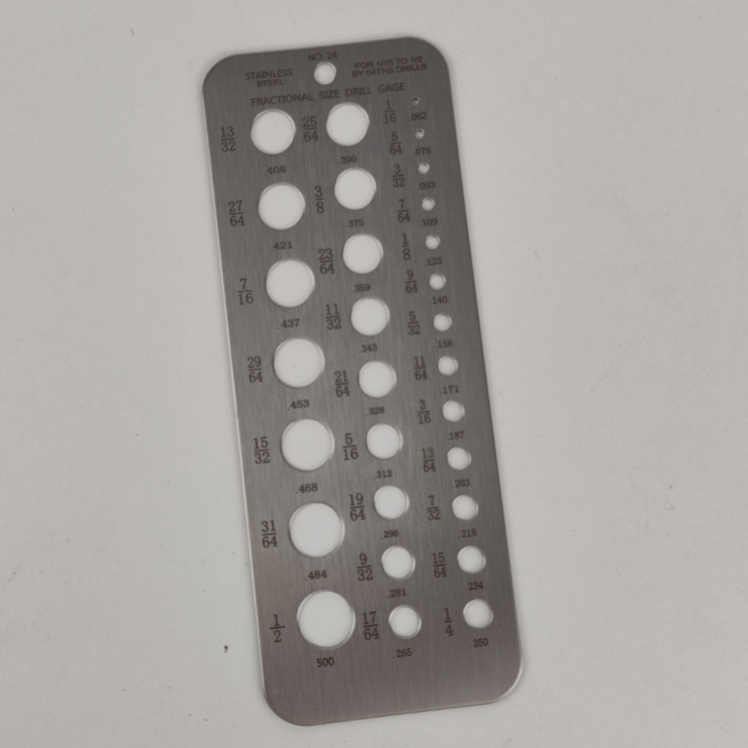 Gabarito de Furação Em Aço Inox para Brocas Fraccionadas