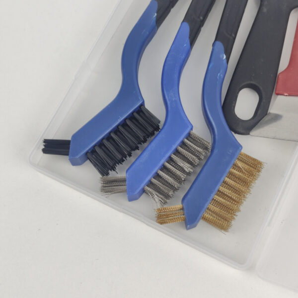 Conjunto de 3 Escovas Metálicas e Nylon Com Espátulas