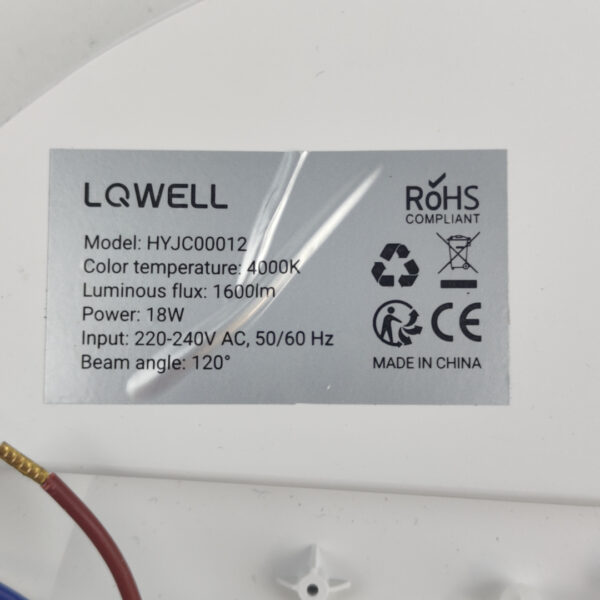 Painel LED de Teto Redondo 18W 4000K 1600 Lm LQWELL