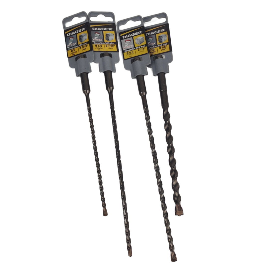 Pack 4 Brocas SDS-Plus 5+5.5+6.5+10 mm para Betão Diager
