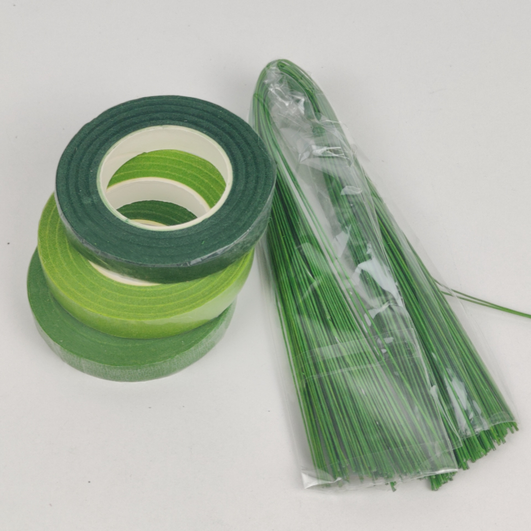 Fita Floral Verde e Hastes Decorativas para Arranjos