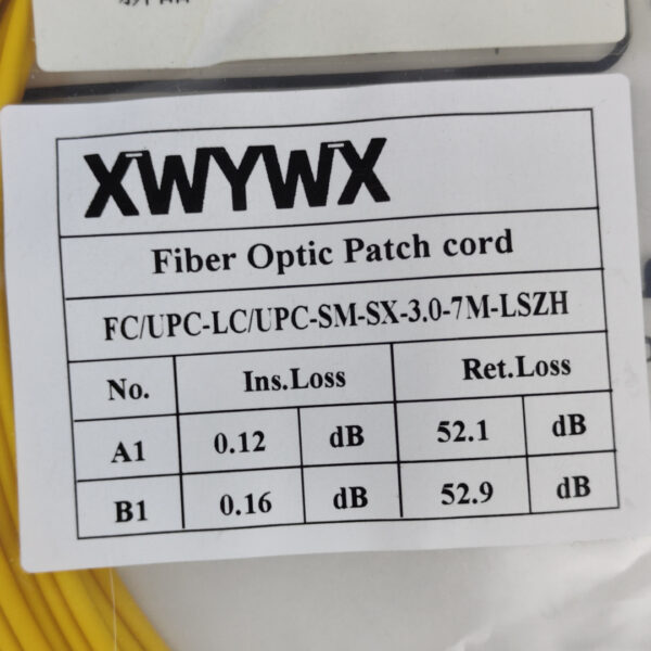 F126X3591_1782312046570_3.jpg Cabo de Fibra Ótica Patch Cord XWYWX FC/UPC para LC/UPC 7 M