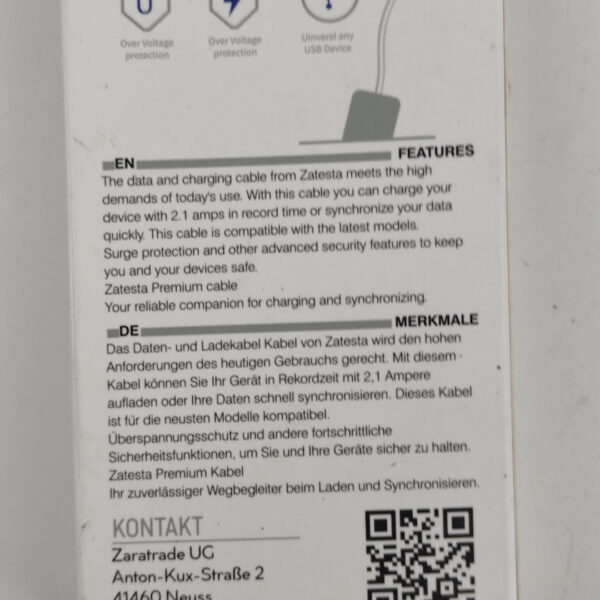 x4 Cabos Micro USB Zatesta Micro Kabel