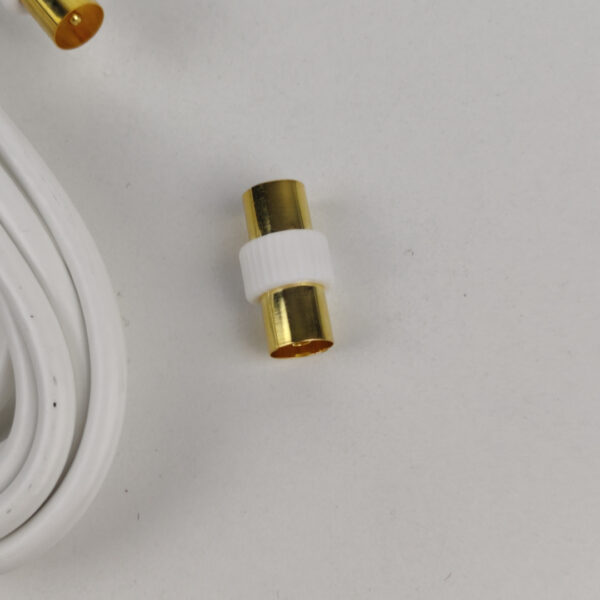 Cabo Coaxial TV Branco Com Conectores Angulares
