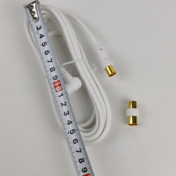 Cabo Coaxial TV Branco Com Conectores Angulares