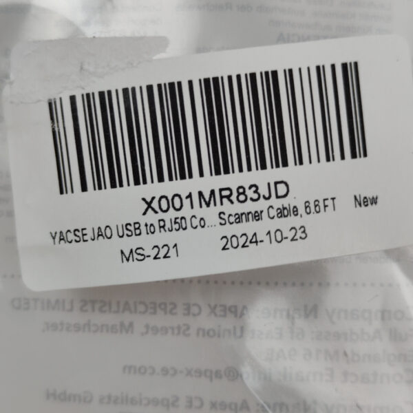 Cabo USB para Scanner RJ50 6.6 Ft
