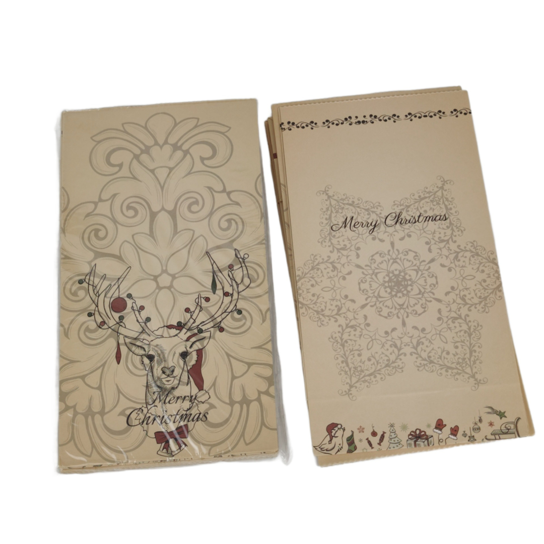 Conjunto de Pequenos Sacos de Natal em Papel Kraft