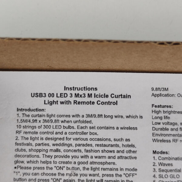 Cortina de Luz LED USB 300 Leds 3x3m
