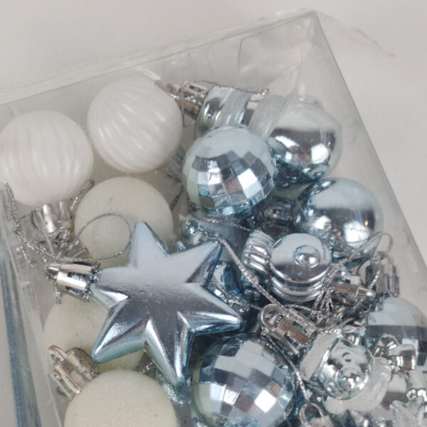 Conjunto de Bolas de Natal Azul e Branco