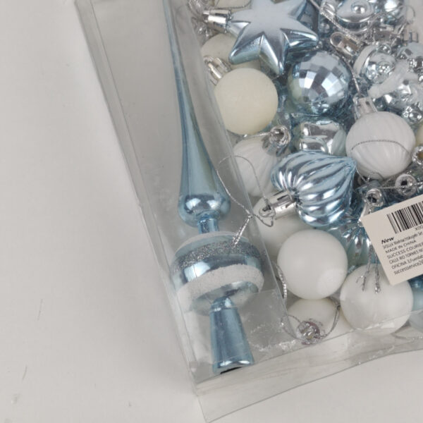 Conjunto de Bolas de Natal Azul e Branco