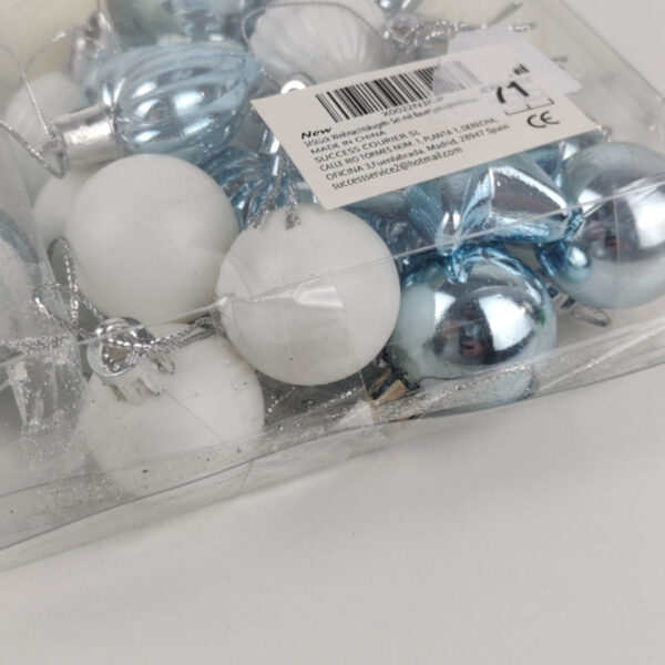 Conjunto de Bolas de Natal Azul e Branco