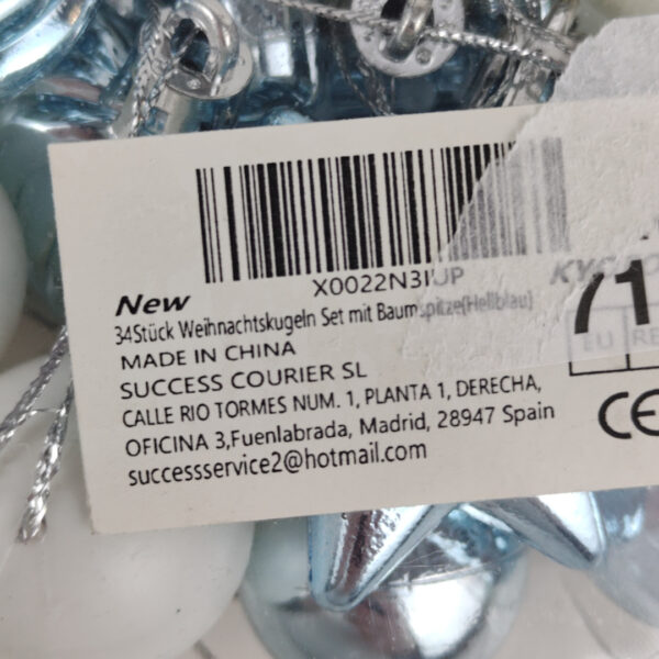 Conjunto de Bolas de Natal Azul e Branco