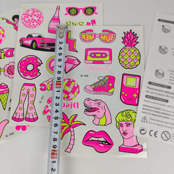 Tatuagens Temporárias Fluorescentes Neon