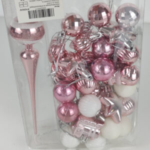 Conjunto de Bolas de Natal Rosa Com Ponteira