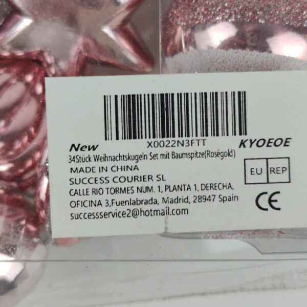 F126X3800_1782413118993_5.jpg Conjunto de Bolas de Natal Rosa Com Ponteira