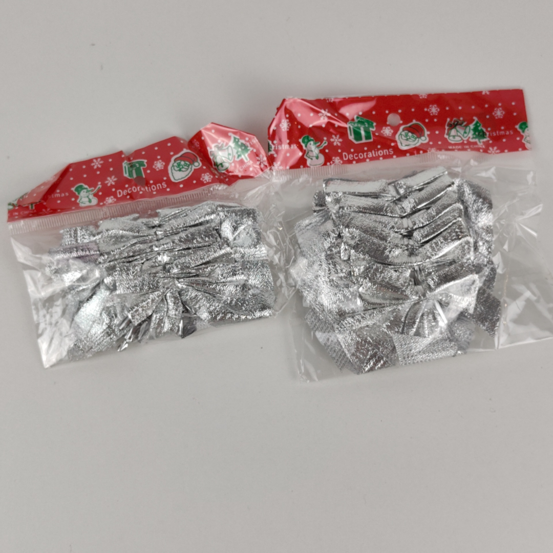 Laços Decorativos Prateados de Natal
