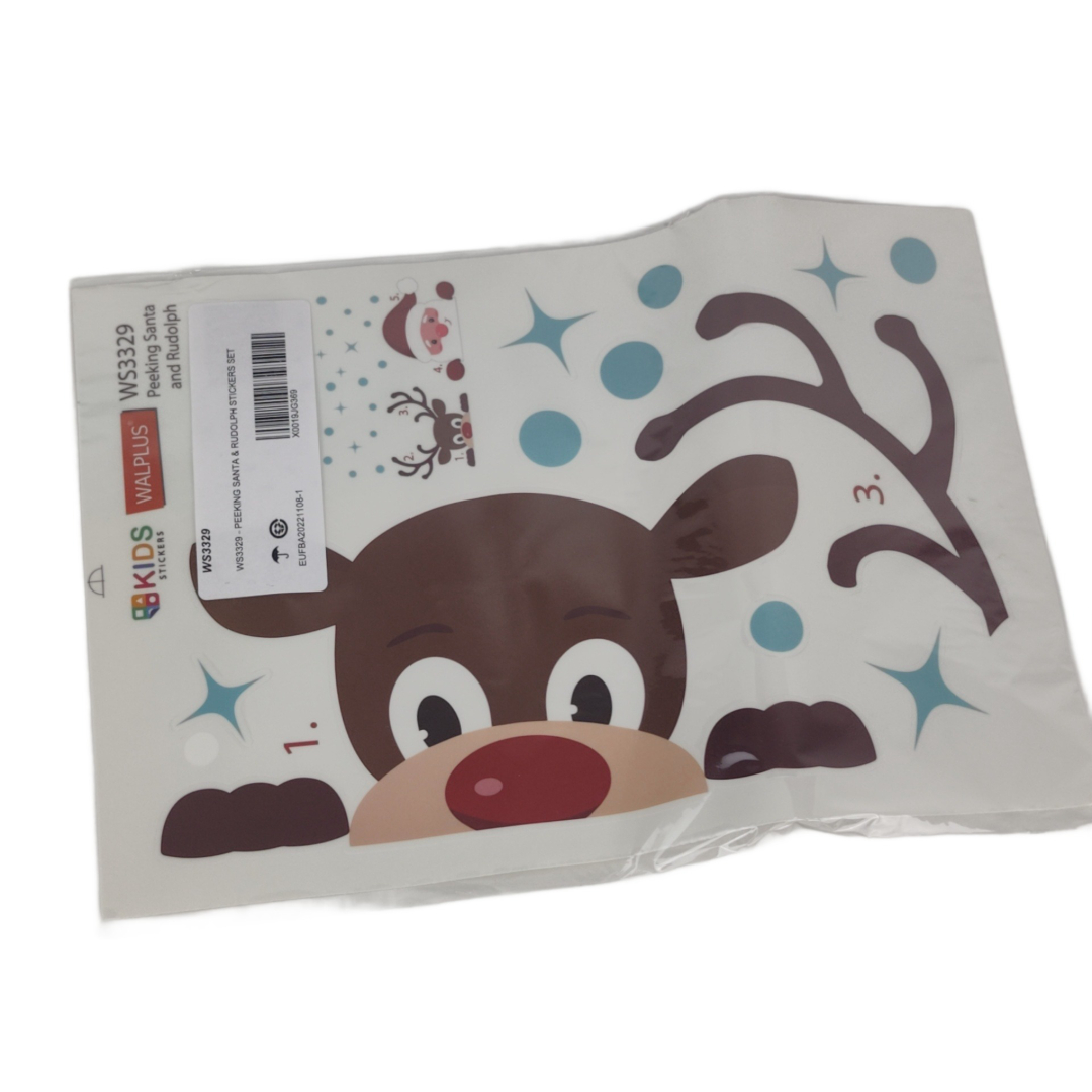 Conjunto de Autocolantes Natalícios Peeking Santa And Rudolph