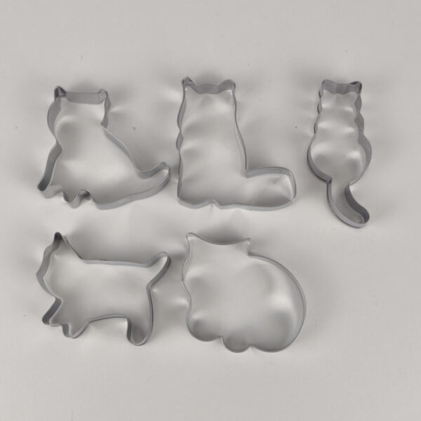 Kit de 5 Cortadores de Bolachas Em Forma de Gato