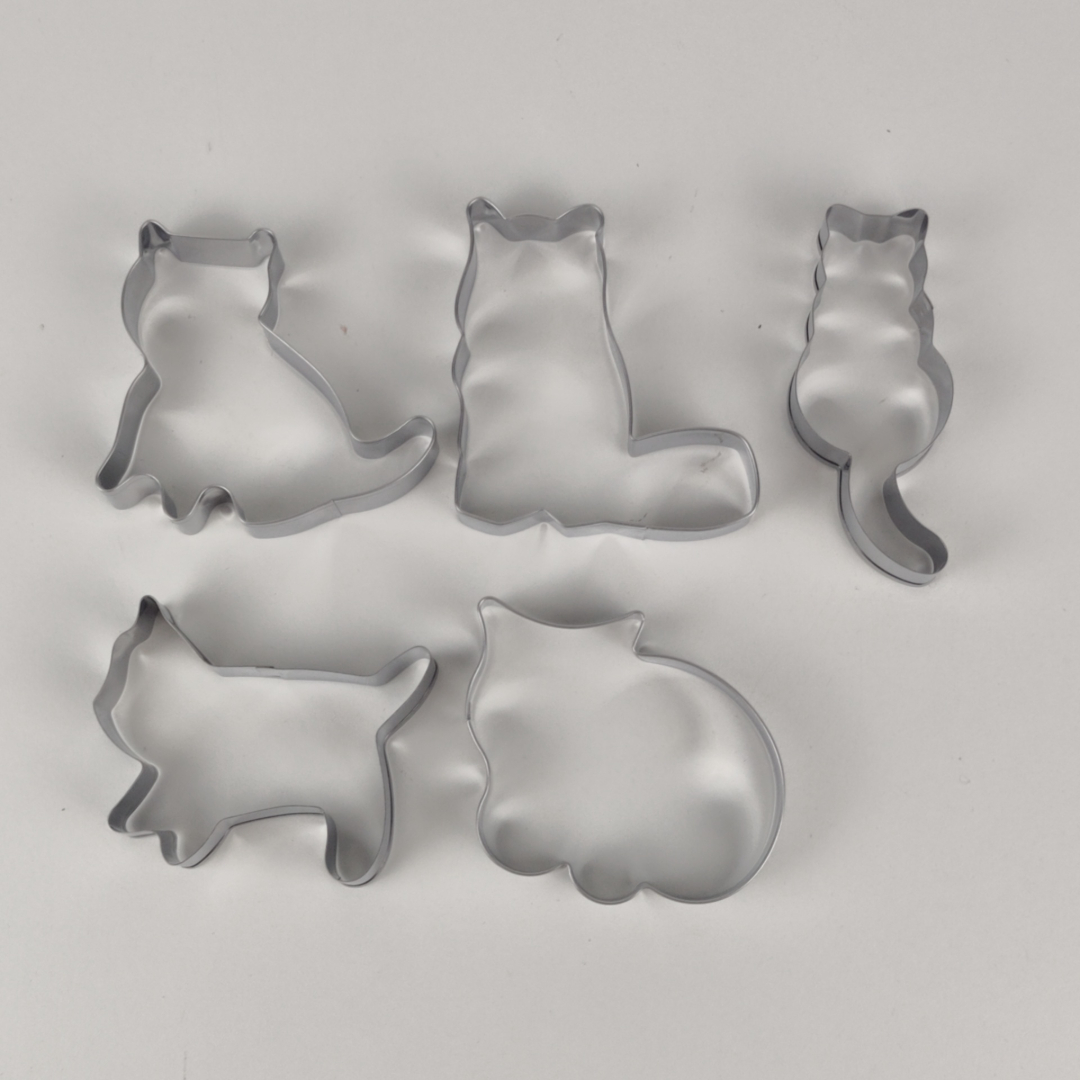 Kit de 5 Cortadores de Bolachas Em Forma de Gato