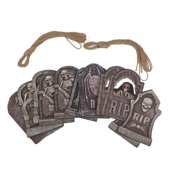 Conjunto de Etiquetas Pendentes Halloween Em Forma de Lápide