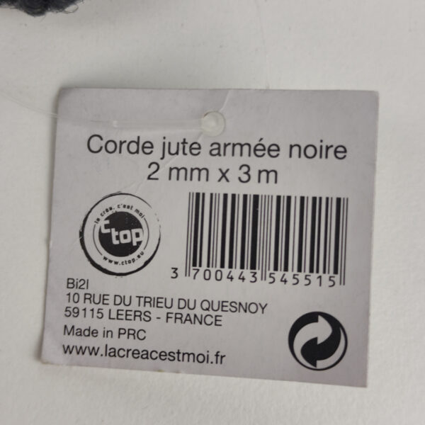 Corda Juta Armada Preta 2 mm X 3 M