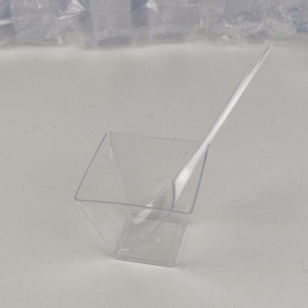 Pack Mini Taças de Degustação Em Plástico Transparente Com Colher