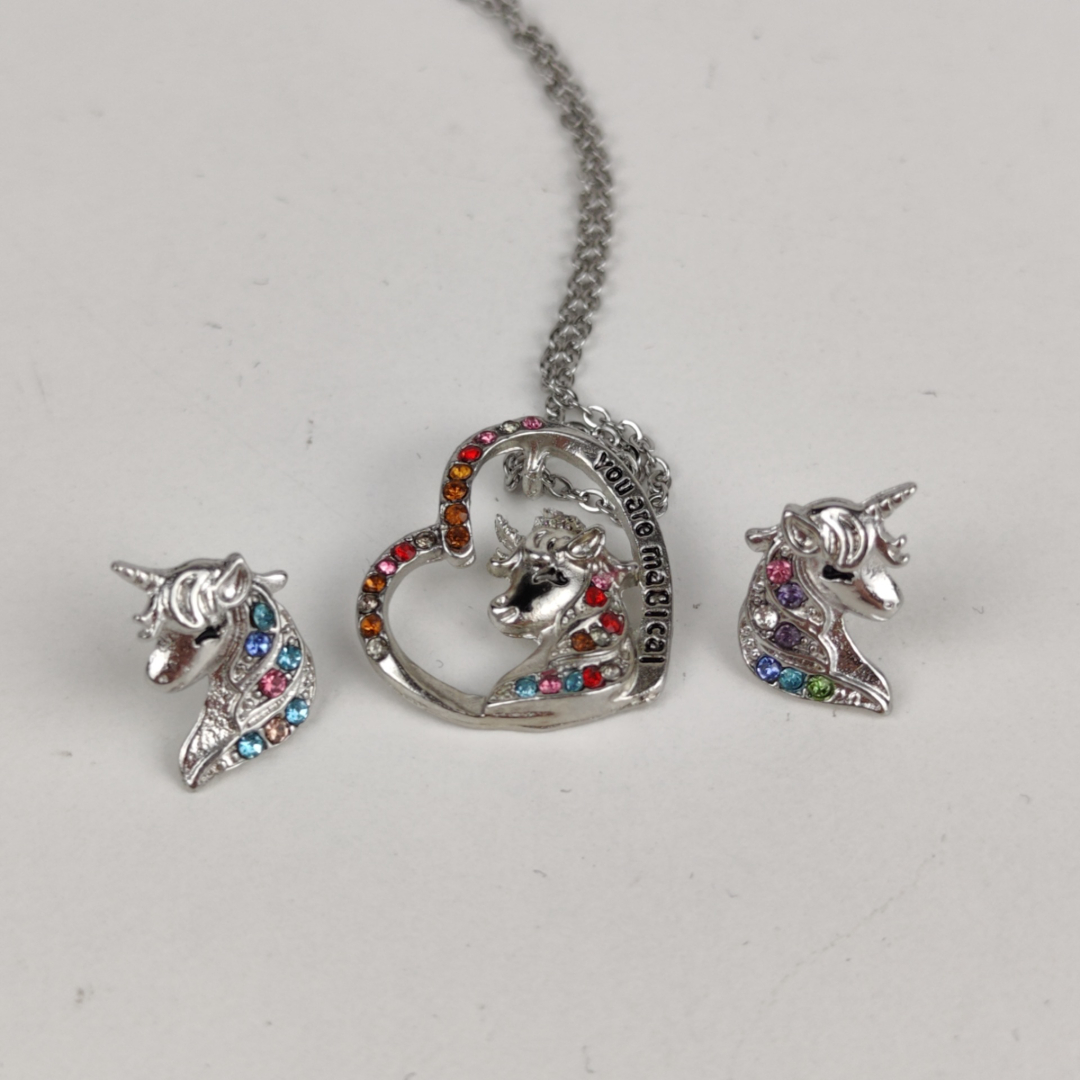 Conjunto Pulseira e Brincos Unicórnio