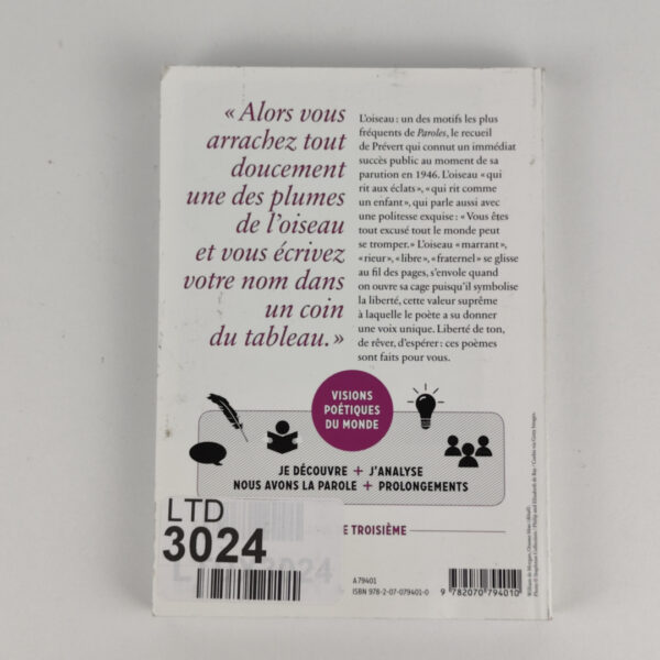 Livro Poesia Paroles Francês - Jacques Prévert
