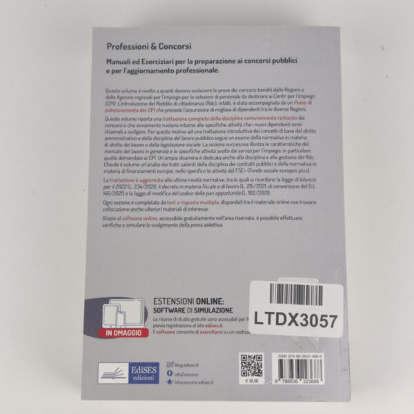 Livro Manual de Concurso Concorsi Nei Centri Per L'impiego e Agenzie Regionali Per Il Lavoro Italiano - Edises