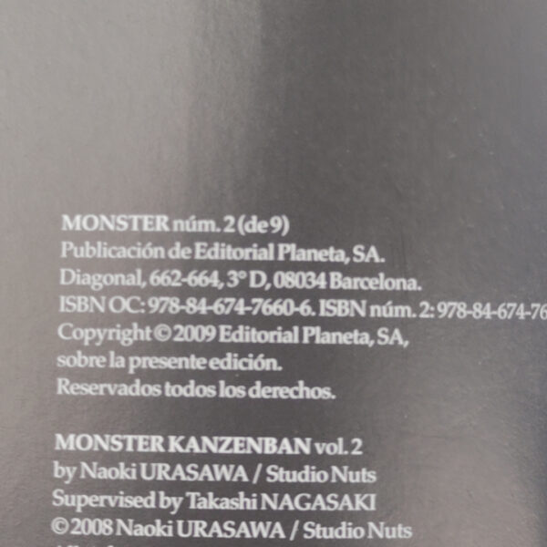 Livro Banda Desenhada Monster Vol. 2 (Espanhol) - Naoki Urasawa